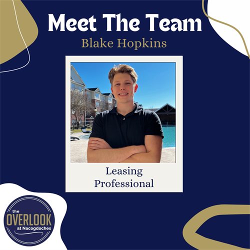 Meet the Overlook Team!! Leasing Professional Blake