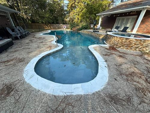 Fall brings unwanted leaves and debris all around your pool  - we have multiple cleaning packages to help you out