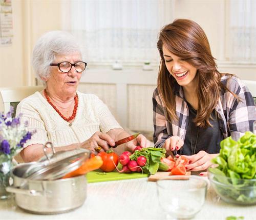 Shylo Homemaker preparing a nutritious meal for a senior client
