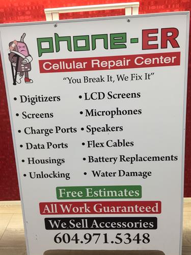 phone-ER Cellular Repair Sandwich Board