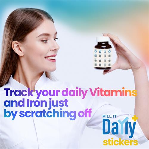 Track your daily vitamins by scratch off stickers