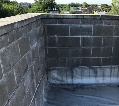 Building Envelope Consulting - Wet Split Face Block Parapet wall