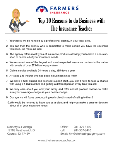 Top 10 Reasons to do business with The Insurance Teacher