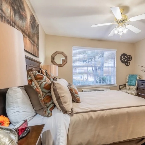 Elison Park Independent Living | Houston, TX | Model apartment bedroom