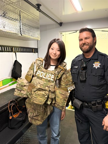 Building connections through community engagement—students gaining firsthand insight into local law enforcement and public service.