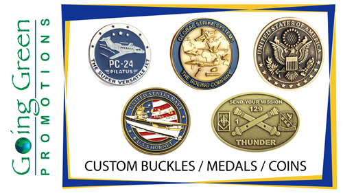 Custom medals, coins and buckles to help keep your pants up. ;)