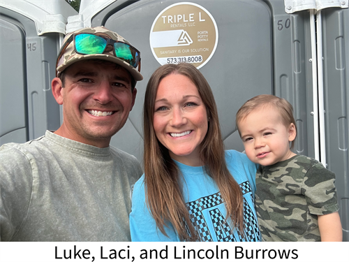 Luke, Laci and Lincoln Burrows of Triple L Rentals, Cape Girardeau