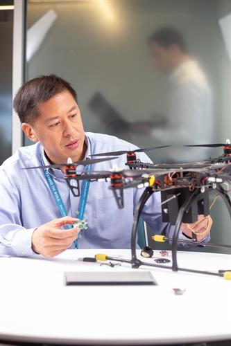 Employee Working on Drone; Drone Innovation Center 
