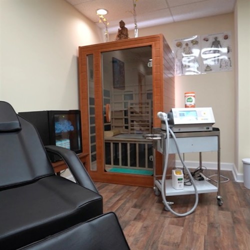 Treatment room at Transcending Health, 1445 Rio Road East