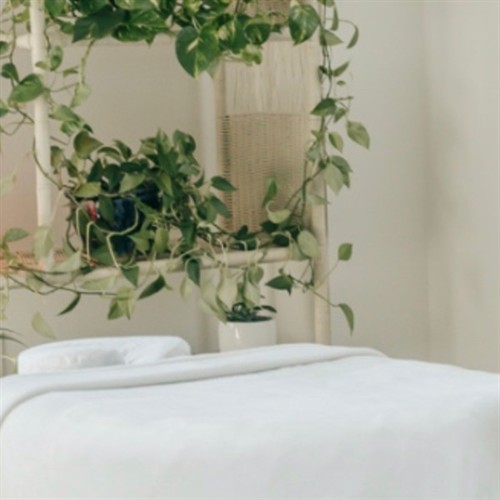 Calm, private treatment room for massage and bodywork