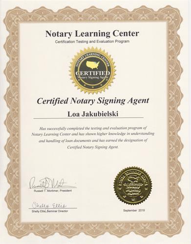 Certified Signing Agent Certified Signing Agent