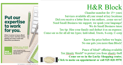 H R Block Tax Services Tax Service Danville Area Chamber Of