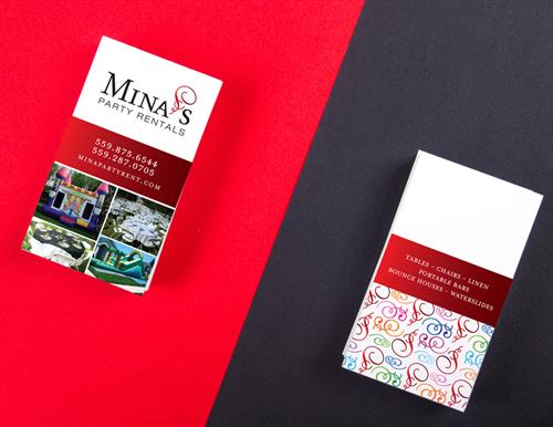 MIna's Party Rental's Business Card Design MIna's Party Rental's Business Card Design