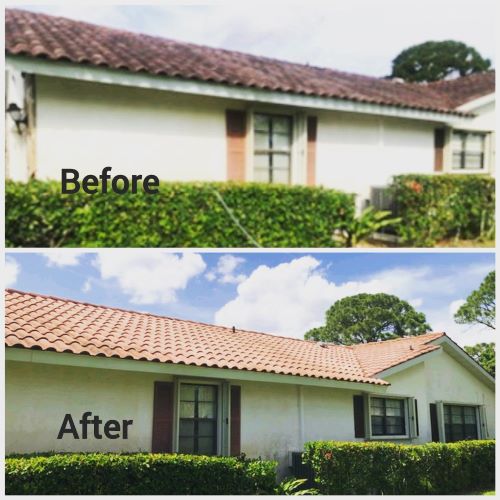 before and after roof cleaning 