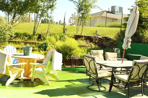 Beautiful guest garden are with BBQ and seating