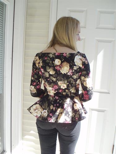 Back view of peplum. The peplum fabric and woven interfacing was cut on the bias. 