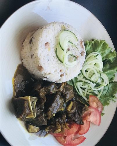 Jamaican curry goat meal