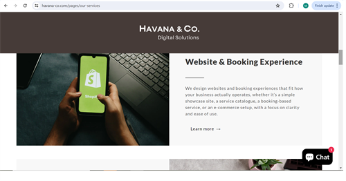 our service website & booking experience
