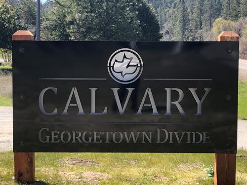 Calvary Church in Cool - Carved Metal Sign