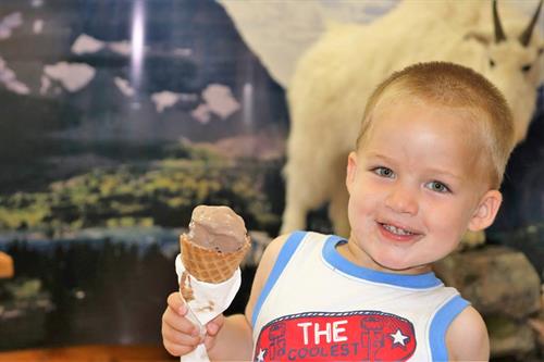 Local "Sweet Peaks" and "Big Dipper" Ice Cream from the Discoverey Center's Ice Cream Parlor