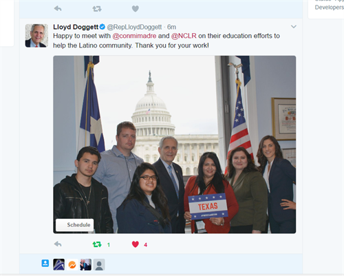 Texas Representative Lloyd Doggett- Con Mi MADRE loves Doggett! 
