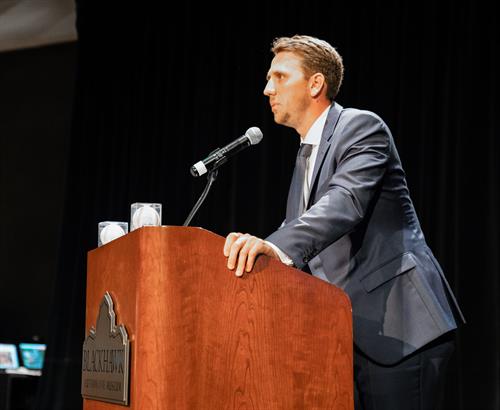 Stephen Piscotty speaking at the ALS CURE Project Gala