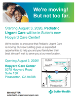 Pediatric Urgent Care will be in Sutter's new Hopyard Care Center!