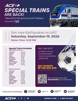 Ride ACE to the San Jose Earthquakes vs LAFC Match on September 19th!