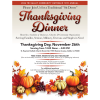 Volunteer Sign-Ups Open October 12 for Tri-Valley Community Outreach Thanksgiving Dinner