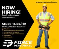 Roofing, Water-proofing, and Sheet-metal Laborers Needed!! (Entry Level-Felon Friendly)