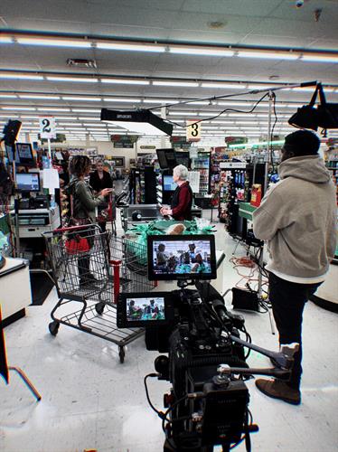 Peoples Bank: BTS of a setup in a grocery store