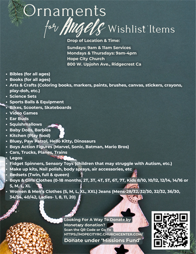 Ornaments for Angels Wanted Items