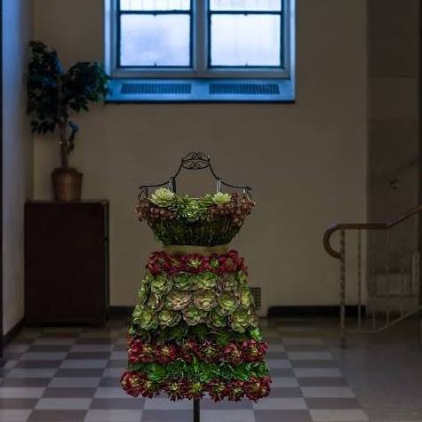 Created 6 different ladies for St Ida Fashions show this one is done with fake succulents all wired individually to the form. Created 6 different ladies for St Ida Fashions show this one is done with fake succulents all wired individually to the form.