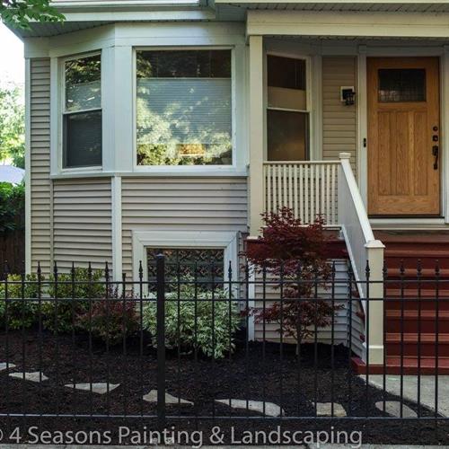 Once a blue and White Porch which did nothing for the siding colors so I suggested these two colors. Also installed the landscaping Once a blue and White Porch which did nothing for the siding colors so I suggested these two colors. Also installed the landscaping