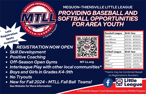 MTLL Baseball and Softball Program Information