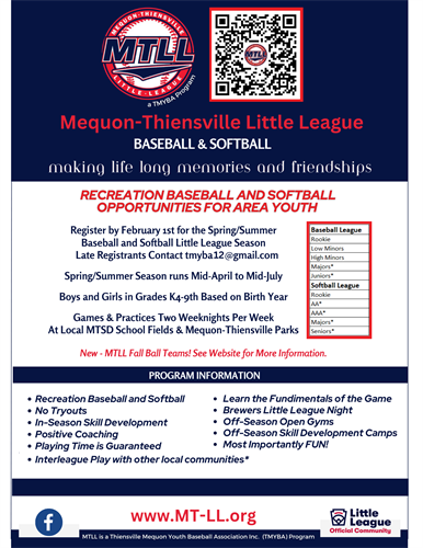 MTLL Baseball and Softball Flyer