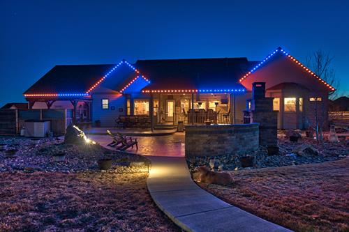 Create a patriotic look with Blingle! permanent lighting. Invisible by day, millions of color combinations controlled from your smart phone.. 