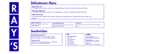 Ray's Delicatessen Menu