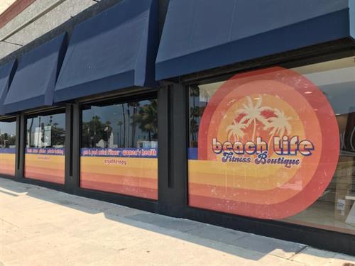 Beach Life Fitness - perforated window graphics