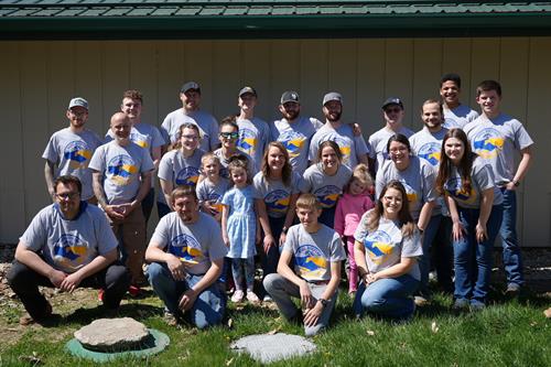 Our team volunteered their time at the Indiana FFA Center in April 2023. We tore down and replaced all the gutter systems on the buildings. 