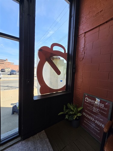 Mattress By Appointment, right on square, gets new signage!