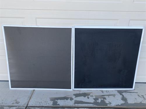 Professional Window Cleaning by Pane & Panels Pro Cleaning, Solar Screen Panel Cleaning, before and after cleaning image of Solar Screens, Imperial, California