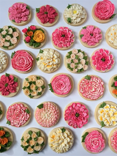 Hand-Decorated Buttercream Floral Sugar Cookies