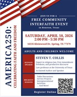 America250: Celebrating Faith and Freedom  Community Interfaith Event to Honor America’s Semiquincentennial