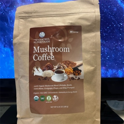 Mushroom coffee with 6 types of mushrooms.