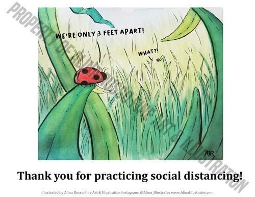 Social Distancing Lady Bugs safety poster