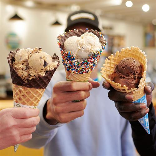 Enjoy your favorite ice cream in a freshly baked waffle cone!