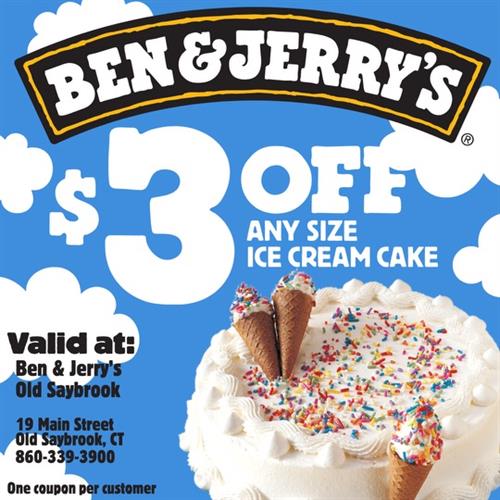 Tell us you saw this ad and get $3 off any ice cream cake!