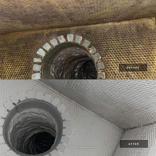 Before and after a professional duct cleaning. Same system. Very different results.