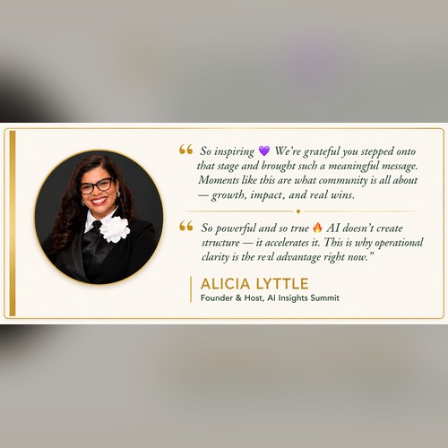 Endorsement from Alicia Lyttle, Founder and Host of the AI Insights Summit.